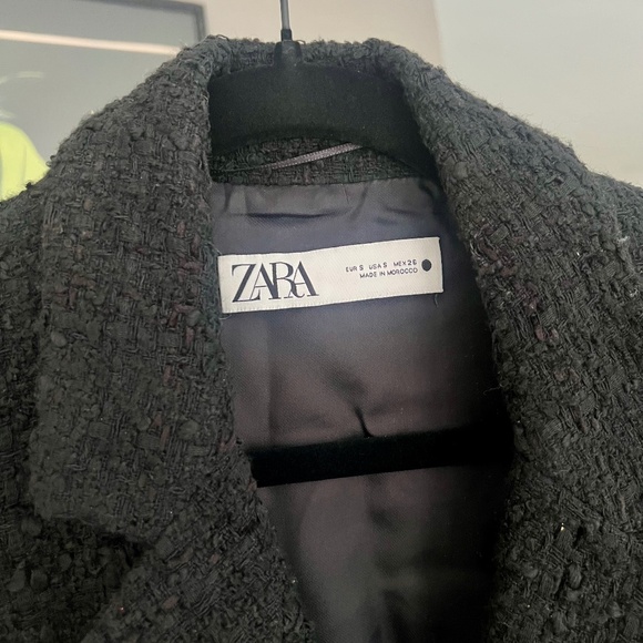 Zara tweed black cropped vest with gold buttons Sz S - Picture 3 of 11